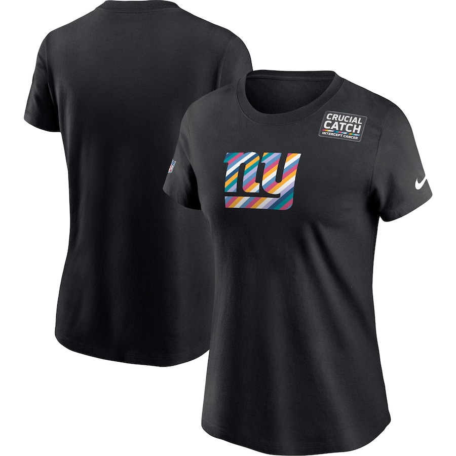Women's New York Giants 2020 Black Sideline Crucial Catch Performance T-Shirt(Run Small)